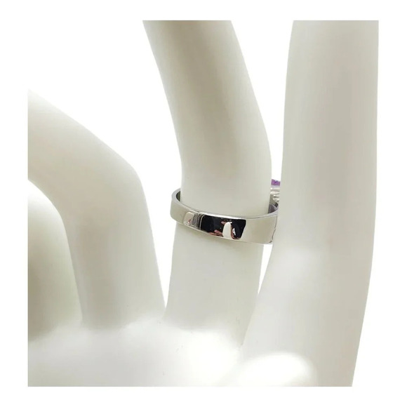 EDCO Radiant Cut Purple Faceted Glass Rhinestone Signet Ring Silver Tone Size 8 - Picture 5 of 7